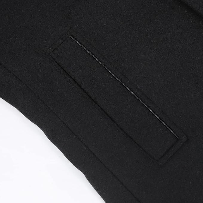 Mens Wool Coat Thick Trench Coat Stand Collar Warm Jacket Coats Winter Overcoat(1*Jacket+1*Gilet)