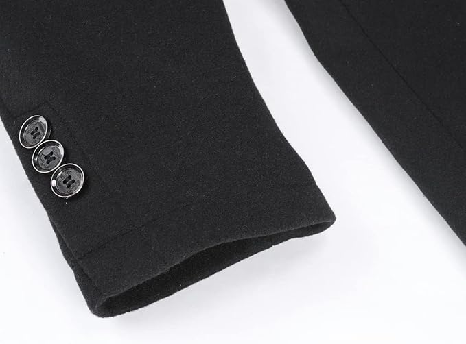 Mens Wool Coat Thick Trench Coat Stand Collar Warm Jacket Coats Winter Overcoat(1*Jacket+1*Gilet)