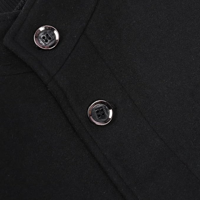 Mens Wool Coat Thick Trench Coat Stand Collar Warm Jacket Coats Winter Overcoat(1*Jacket+1*Gilet)