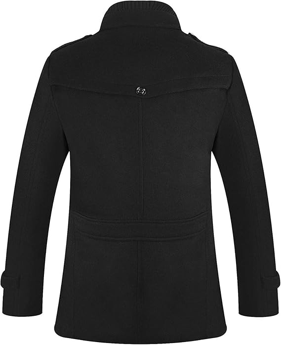 Mens Jacket Winter Coat 80% Wool Coats Warm Casual Overcoat Outwear Business Single/Double Breasted Black Trench Jacket