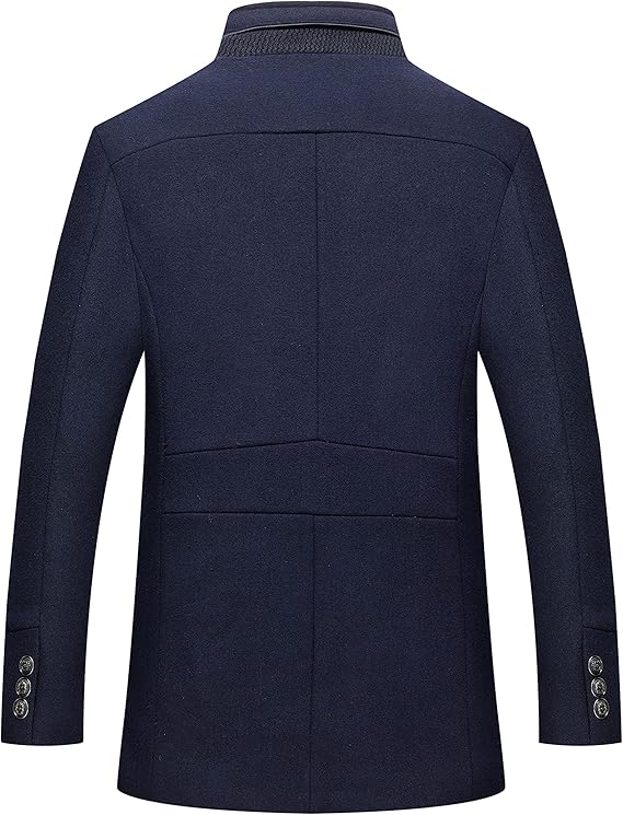 Mens Jacket Winter Coat 80% Wool Coats Warm Casual Overcoat Outwear Business Single/Double Breasted Black Trench Jacket 2101