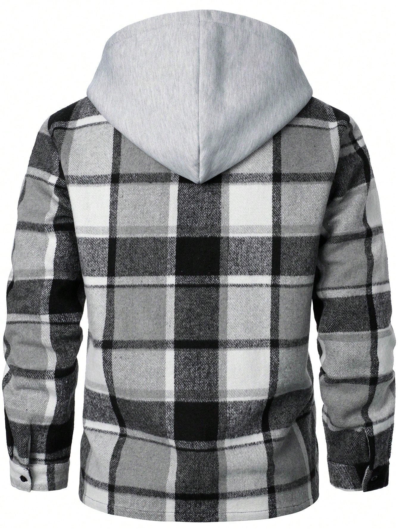 Manfinity Homme Men Plaid Drawstring Hooded Going Out Casual Shacket Without Tee