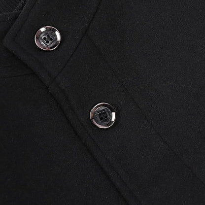 Mens Wool Coat Thick Trench Coat Stand Collar Warm Jacket Coats Winter Overcoat(1*Jacket+1*Gilet)