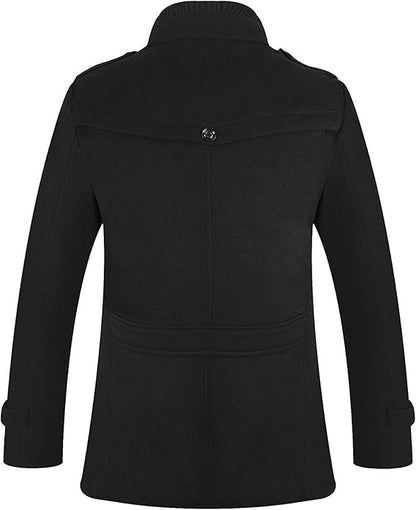 Mens Jacket Winter Coat 80% Wool Coats Warm Casual Overcoat Outwear Business Single/Double Breasted Black Trench Jacket