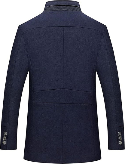 Mens Jacket Winter Coat 80% Wool Coats Warm Casual Overcoat Outwear Business Single/Double Breasted Black Trench Jacket 2101
