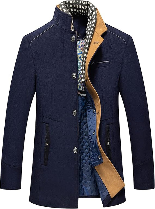 Mens Jacket Winter Coat 80% Wool Coats Warm Casual Overcoat Outwear Business Single/Double Breasted Black Trench Jacket 2101
